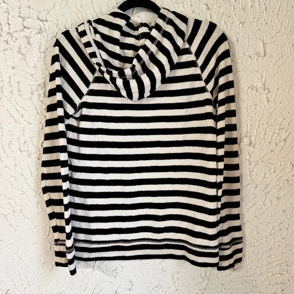 J. Crew Black and White Striped Hoodie Sweater - Picture 6 of 6